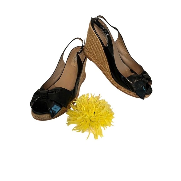 Valentino Garavani‎ Women's Black Bow Wedge Espadrille Sandals 40 box dust cover - Picture 13 of 16